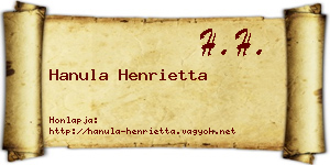 Hanula Henrietta névjegykártya